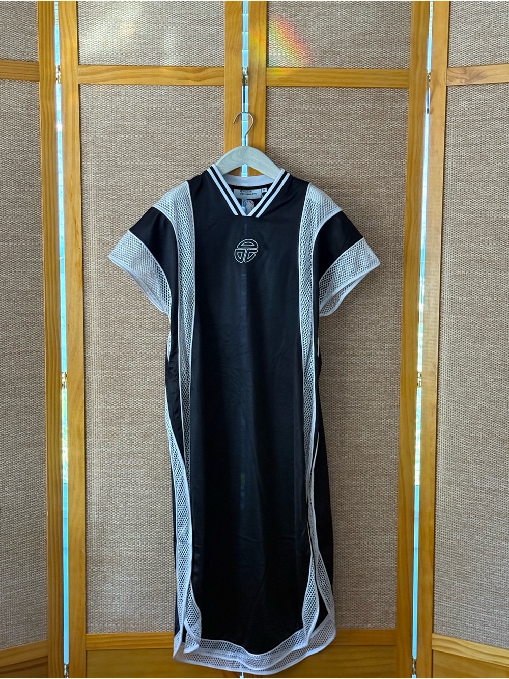 Telfar Black Mesh-Trim Long Jersey Tunic - with tags